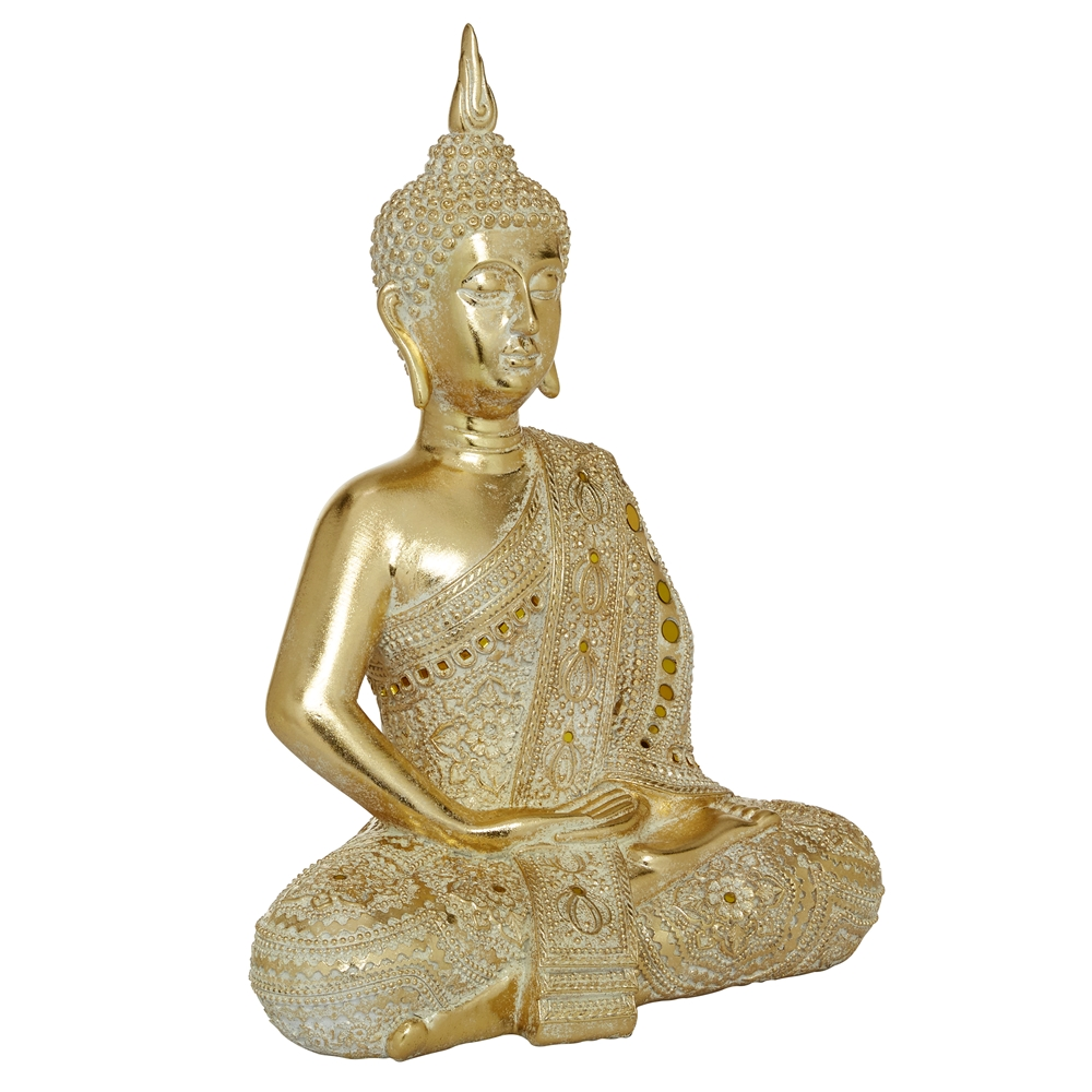 Grayson Lane 20-in X 14-in Glam Sculpture Gold Polystone Buddha 5 Grayson Lane 20-in X 14-in Glam Sculpture Gold Polystone Buddha - Image 5