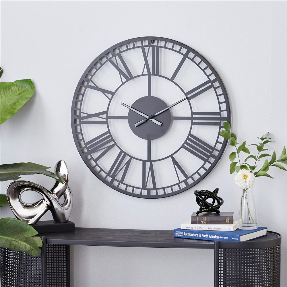 Grayson Lane Black Analogue Round Wall Standard Clock 5 Grayson Lane Black Analogue Round Wall Standard Clock - Image 5
