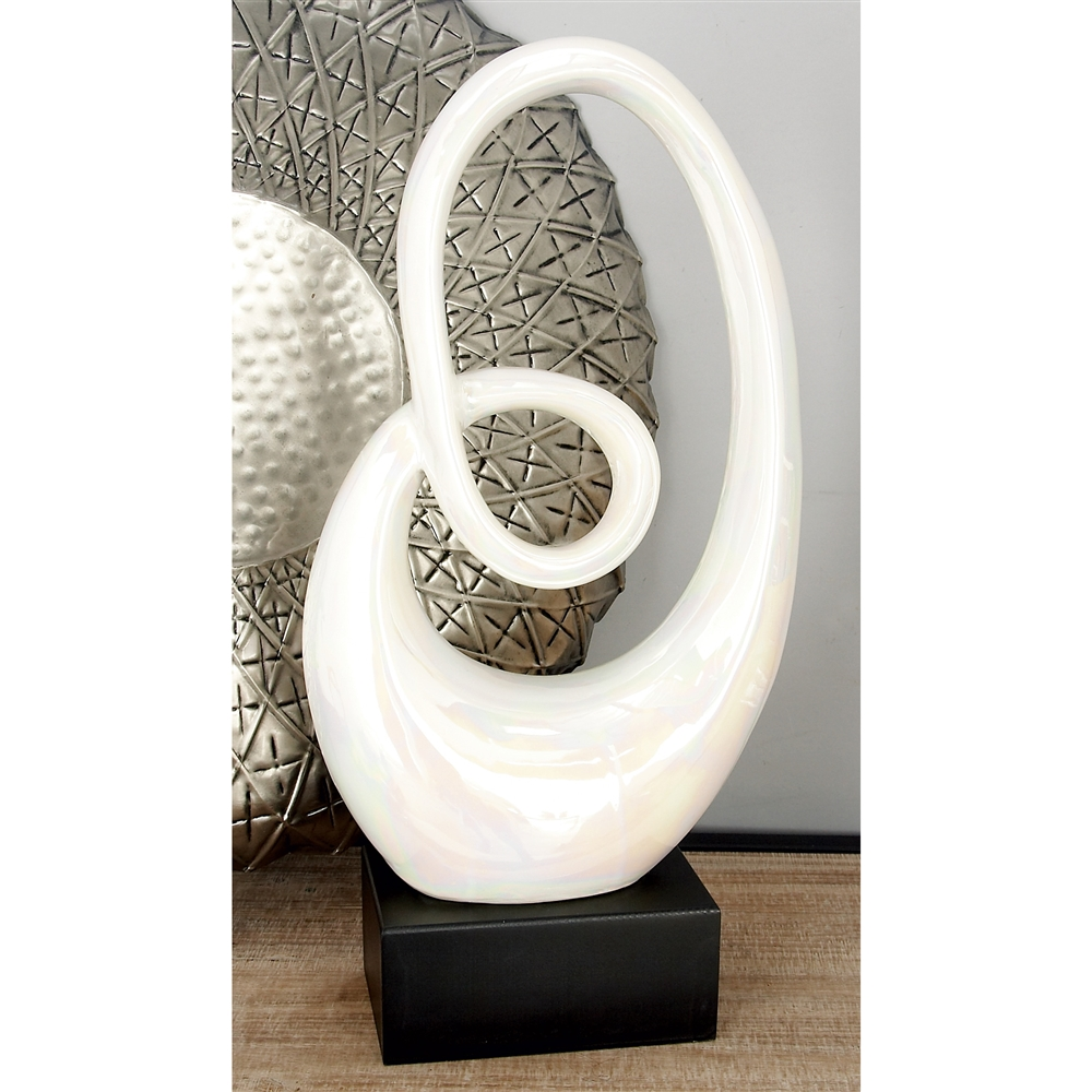 Grayson Lane 21-in X 10-in Modern Sculpture White Porcelain Abstract 1 Grayson Lane 21-in X 10-in Modern Sculpture White Porcelain Abstract