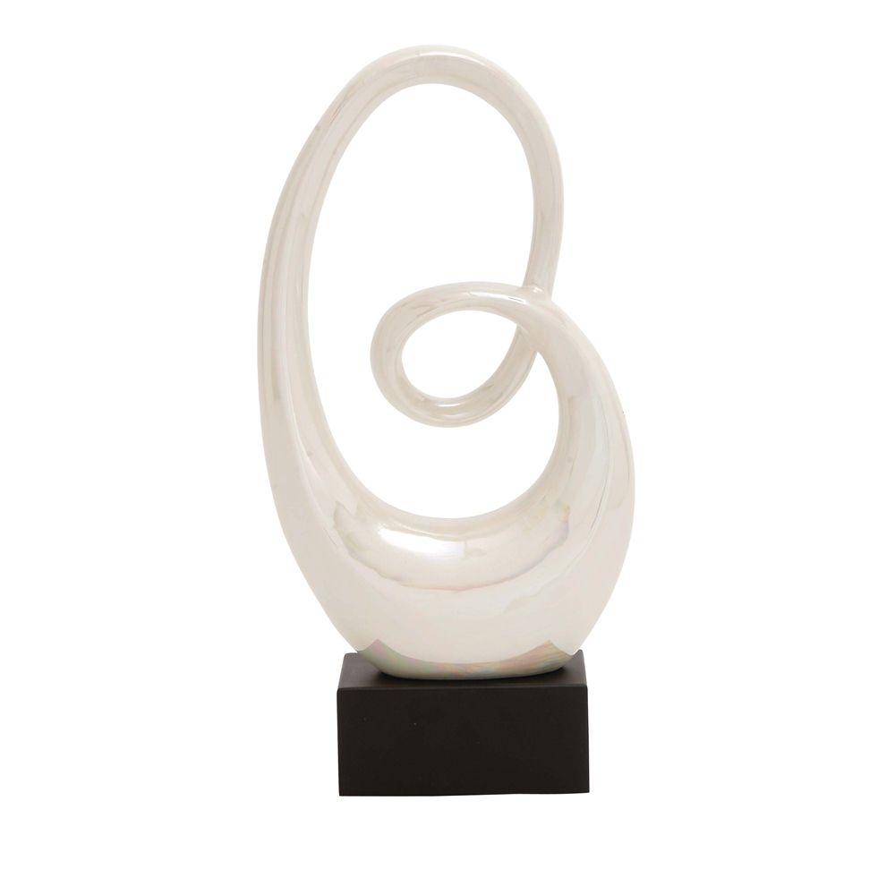 Grayson Lane 21-in X 10-in Modern Sculpture White Porcelain Abstract 3 Grayson Lane 21-in X 10-in Modern Sculpture White Porcelain Abstract - Image 3