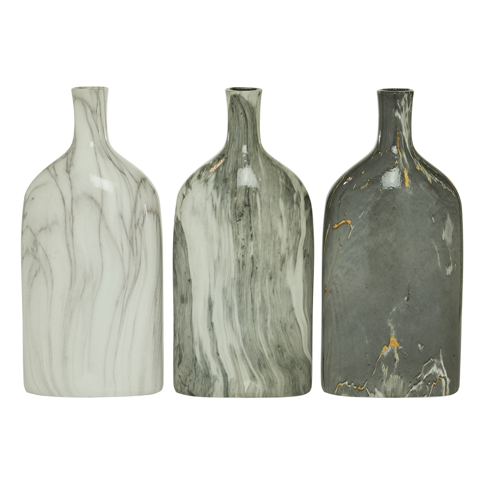 Grayson Lane 6-in X 13-in Contemporary Vase Grey Stoneware - Set Of 3 2 Grayson Lane 6-in X 13-in Contemporary Vase Grey Stoneware - Set Of 3 - Image 2