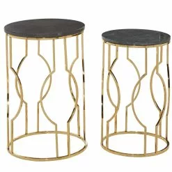 Grayson Lane 2-Piece Gold Metal And Marble Accent Table Set