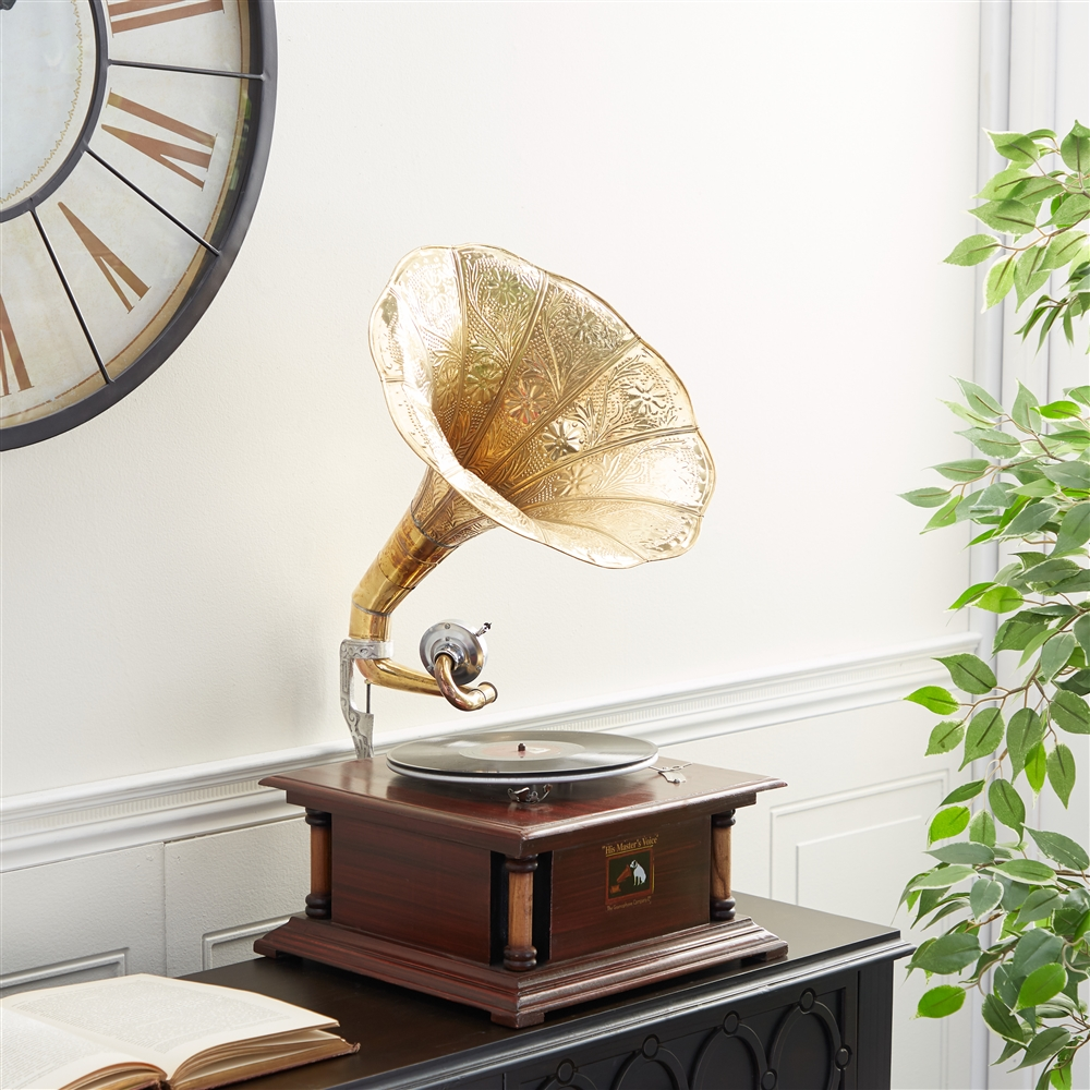 Grayson Lane Brown Wood And Metal Gramophone 4 Grayson Lane Brown Wood And Metal Gramophone - Image 4