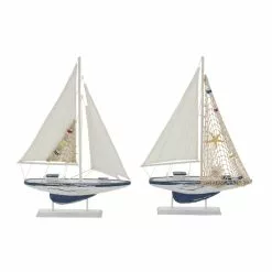 Grayson Lane Coastal White Wood Sailboat Sculptures - Set Of 2 -GRAYSON LANE SHOP 330859646 AlternateImage3