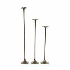 Grayson Lane Grey Metal Taper Candle Holder - Set Of 3