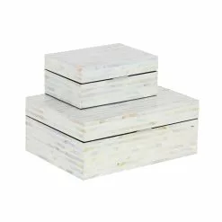 Grayson Lane White Shell Boxes - Set Of 2 -GRAYSON LANE SHOP 330859713 MainImage 001