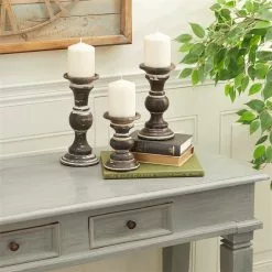 Grayson Lane Country Cottage Pillar Candle Holder - Set Of 3 -GRAYSON LANE SHOP 330859722 AlternateImage1