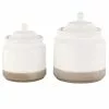 Grayson Lane Vintage White Ceramic Decorative Jars - Set Of 2
