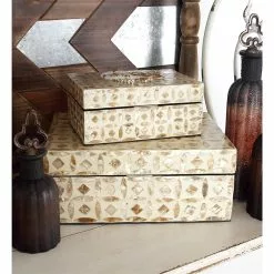 Grayson Lane Beige Mother Of Pearl Boxes - Set Of 2 -GRAYSON LANE SHOP 330859865 AlternateImage1