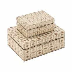 Grayson Lane Beige Mother Of Pearl Boxes - Set Of 2 -GRAYSON LANE SHOP 330859865 AlternateImage4