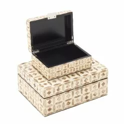 Grayson Lane Beige Mother Of Pearl Boxes - Set Of 2