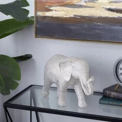 Grayson Lane White Resin Elephant Sculpture