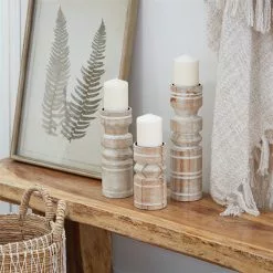 Grayson Lane Wooden Pillar Candle Holder - Set Of 3 -GRAYSON LANE SHOP 330859925 AlternateImage1