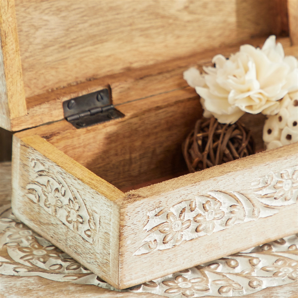 Grayson Lane Natural White Mango Wood Boxes - Set Of 3 2 Grayson Lane Natural White Mango Wood Boxes - Set Of 3 - Image 2