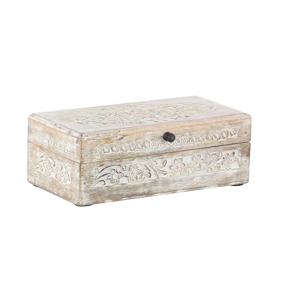 Grayson Lane Natural White Mango Wood Boxes - Set Of 3 3 Grayson Lane Natural White Mango Wood Boxes - Set Of 3 - Image 3