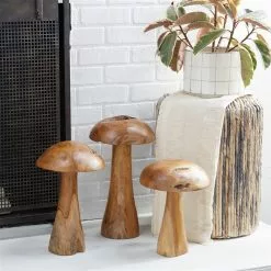 Grayson Lane Brown Teak Wood Mushroom Sculptures - Set Of 3 -GRAYSON LANE SHOP 330859957 AlternateImage1