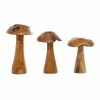 Grayson Lane Brown Teak Wood Mushroom Sculptures - Set Of 3