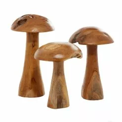 Grayson Lane Brown Teak Wood Mushroom Sculptures - Set Of 3 -GRAYSON LANE SHOP 330859957 MainImage 001