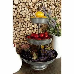 Grayson Lane Grey Iron 3-Tier Tray Stand