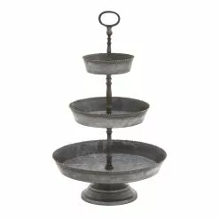 Grayson Lane Grey Iron 3-Tier Tray Stand -GRAYSON LANE SHOP 330860022 MainImage 001