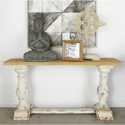 Grayson Lane Grayson Lane 29-in X 59-in Vintage Console Table - White Wood