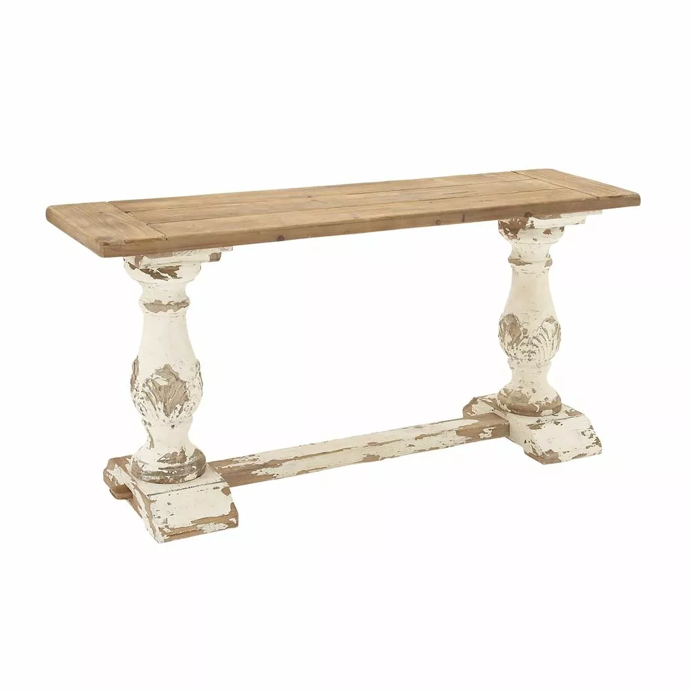 Grayson Lane Grayson Lane 29-in X 59-in Vintage Console Table - White Wood 5 Grayson Lane Grayson Lane 29-in X 59-in Vintage Console Table - White Wood - Image 5