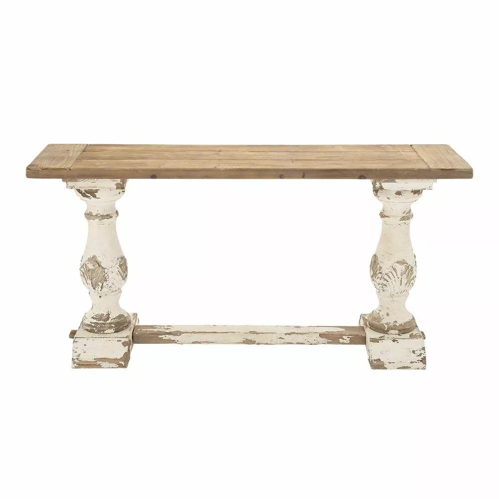 Grayson Lane Grayson Lane 29-in X 59-in Vintage Console Table - White Wood 3 Grayson Lane Grayson Lane 29-in X 59-in Vintage Console Table - White Wood - Image 3
