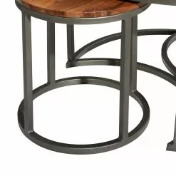 Grayson Lane Set Of 3 19-in, 17-in, 17-in Contemporary Coffee Table - Brown Metal