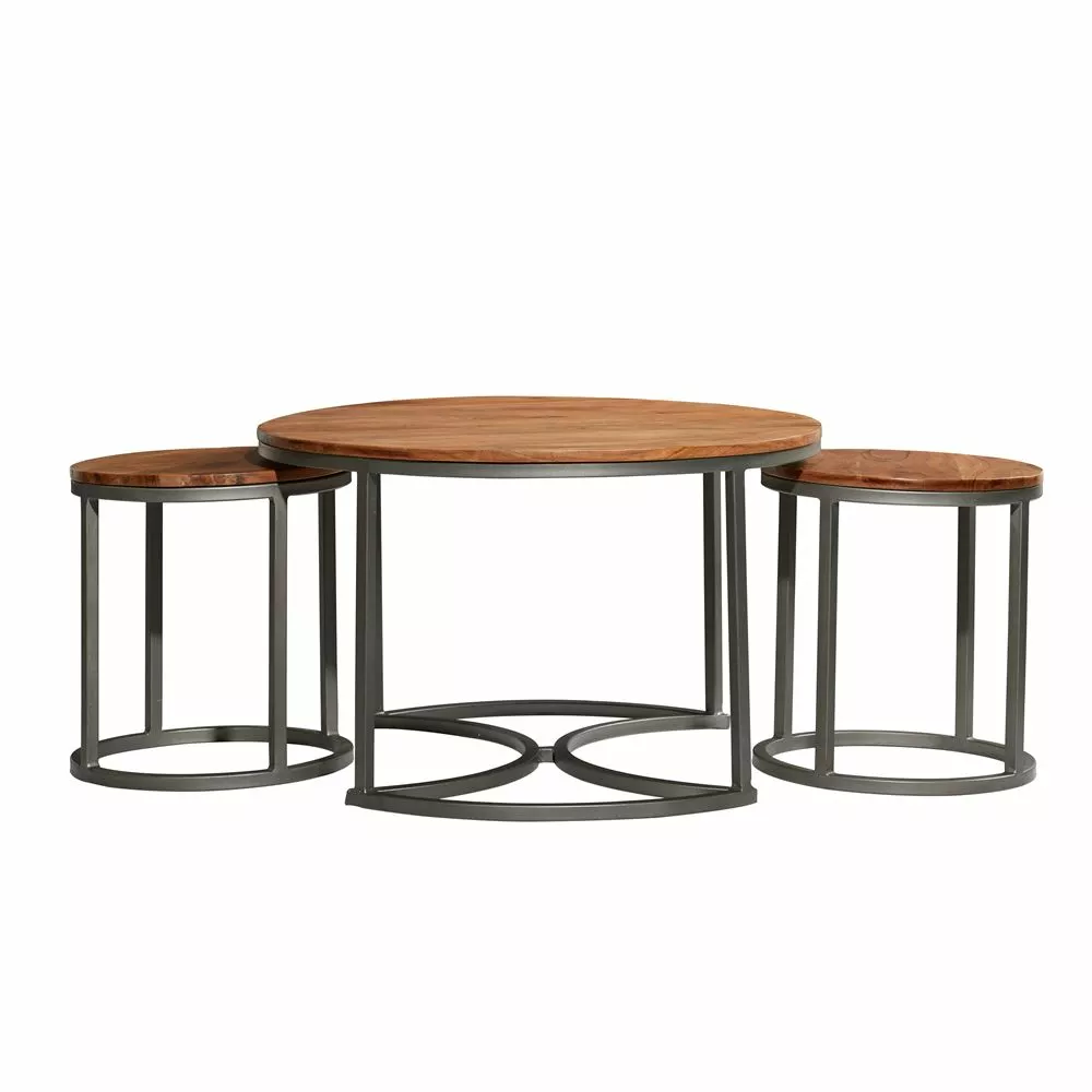 Grayson Lane Set Of 3 19-in, 17-in, 17-in Contemporary Coffee Table - Brown Metal 3 Grayson Lane Set Of 3 19-in, 17-in, 17-in Contemporary Coffee Table - Brown Metal - Image 3