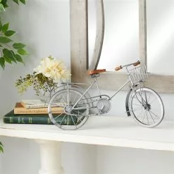 Grayson Lane 10-in X 19-in Bicycle Vintage Sculpture - Silver Metal