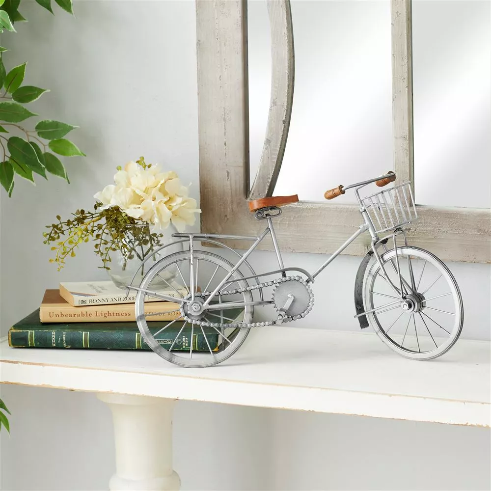 Grayson Lane 10-in X 19-in Bicycle Vintage Sculpture - Silver Metal 1 Grayson Lane 10-in X 19-in Bicycle Vintage Sculpture - Silver Metal