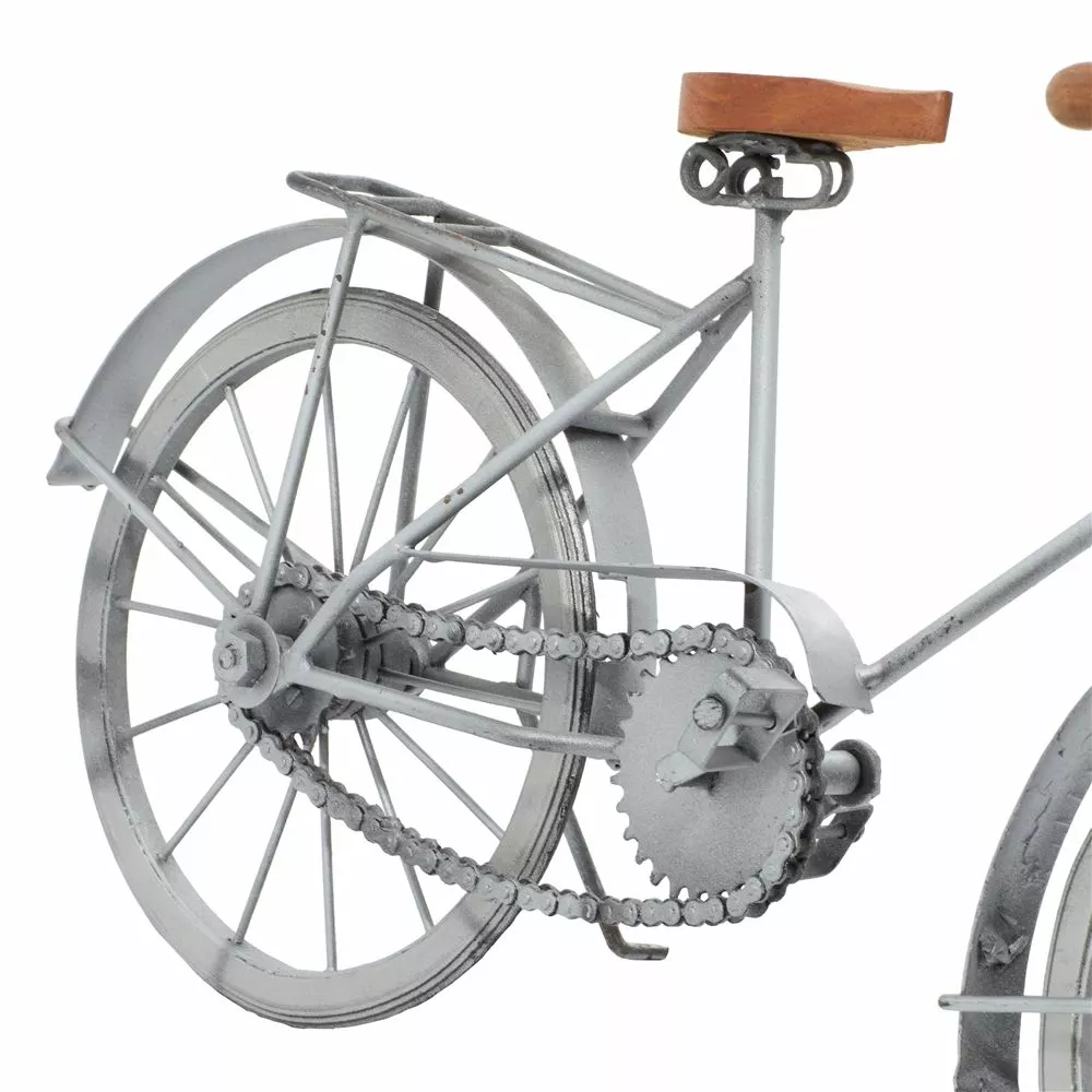 Grayson Lane 10-in X 19-in Bicycle Vintage Sculpture - Silver Metal 5 Grayson Lane 10-in X 19-in Bicycle Vintage Sculpture - Silver Metal - Image 5