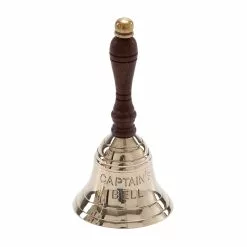 Grayson Lane 5-in X 2-in Coastal Hand Bell - Brass And Wood