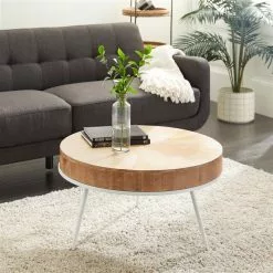 Grayson Lane 18-in X 32-in Modern Coffee Table - Natural Brown Wood And Iron -GRAYSON LANE SHOP 330861656 AlternateImage1