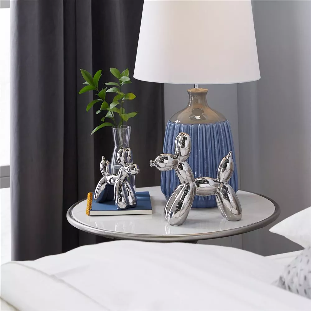 Grayson Lane Set Of 2 7-in, 9-in Silver Contemporary Dog Sculpture - Porcelain 6 Grayson Lane Set Of 2 7-in, 9-in Silver Contemporary Dog Sculpture - Porcelain - Image 6