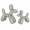 Grayson Lane Set Of 2 7-in, 9-in Silver Contemporary Dog Sculpture - Porcelain