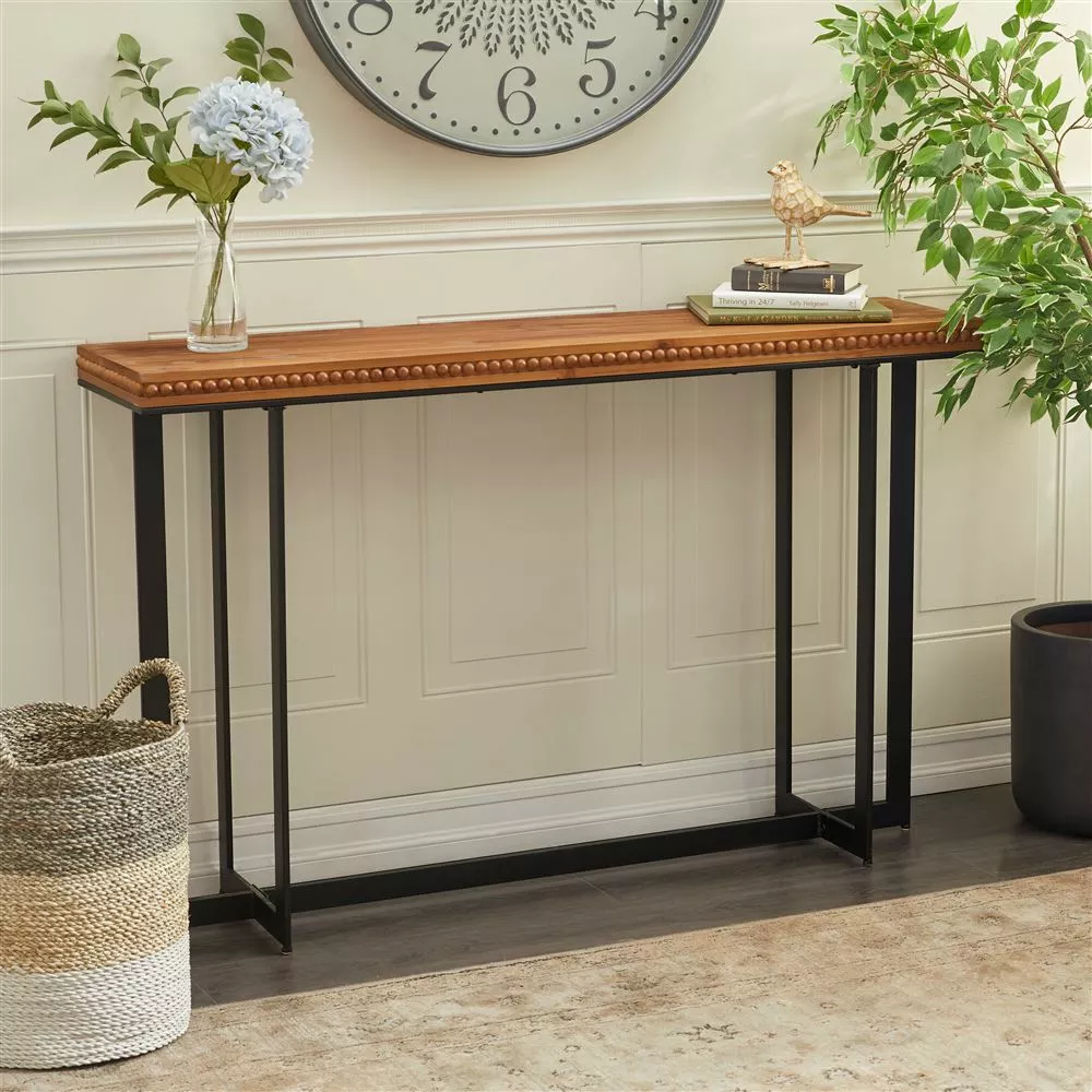 Grayson Lane 52-in X 33-in Industrial Console Table - Brown Wood 6 Grayson Lane 52-in X 33-in Industrial Console Table - Brown Wood - Image 6