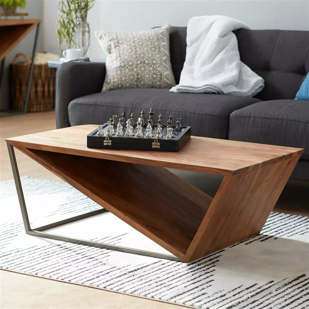 Grayson Lane 45-in X 24-in X 16-in Contemporary Coffee Table - Brown Wood And Metal 1 Grayson Lane 45-in X 24-in X 16-in Contemporary Coffee Table - Brown Wood And Metal