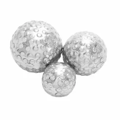 Grayson Lane Set Of 3 5-in, 4-in, 3-in Silver Glam Orbs & Vase Filler -Aluminum