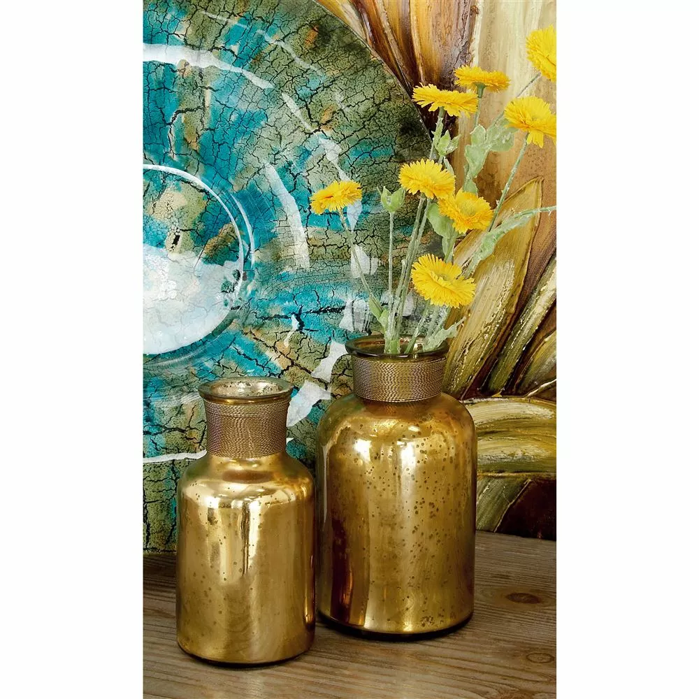 Grayson Lane Set Of 3 7-in, 6-in, 5-in Glam Decorative Jar -s - Gold Glass - 3 Grayson Lane Set Of 3 7-in, 6-in, 5-in Glam Decorative Jar -s - Gold Glass - - Image 3