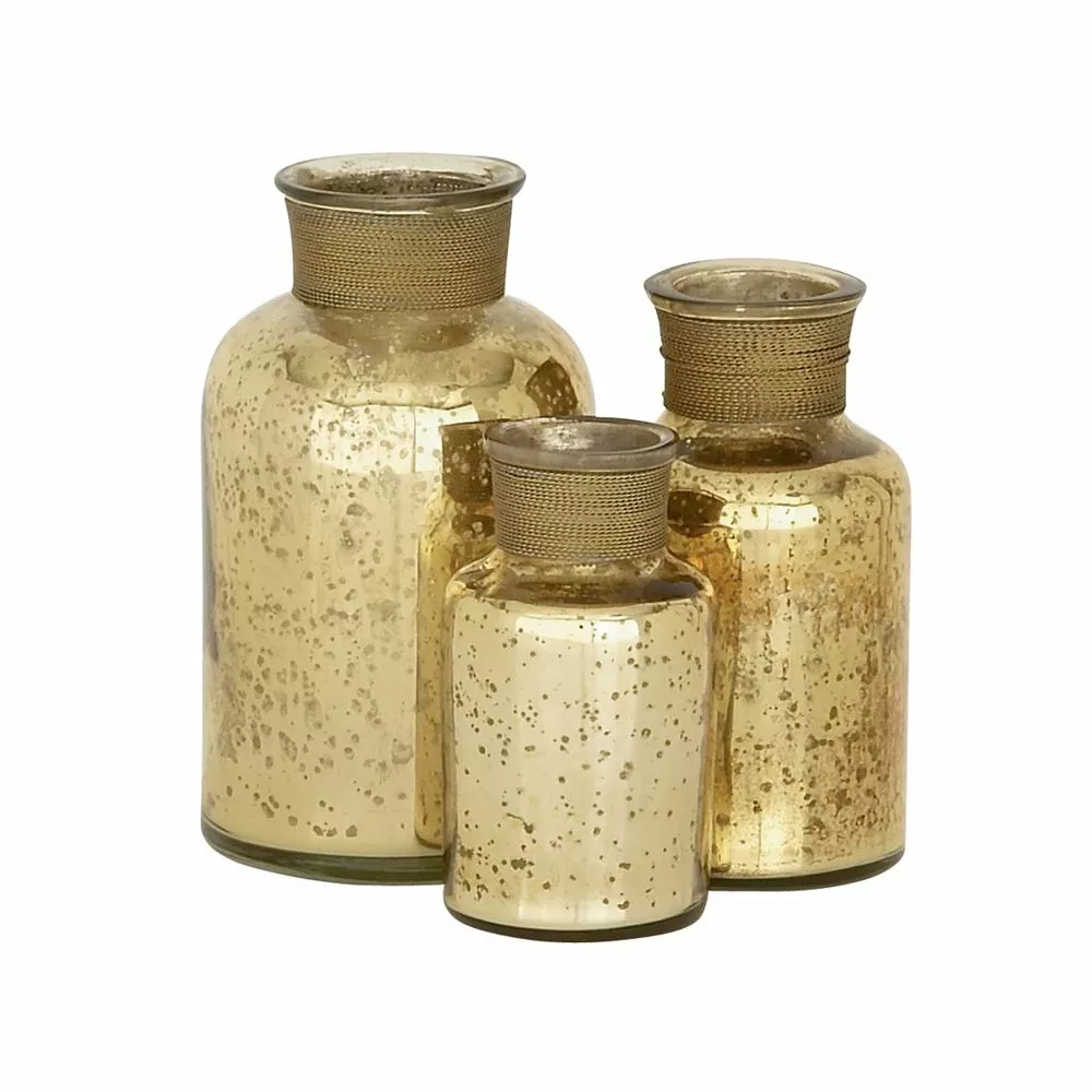 Grayson Lane Set Of 3 7-in, 6-in, 5-in Glam Decorative Jar -s - Gold Glass - 6 Grayson Lane Set Of 3 7-in, 6-in, 5-in Glam Decorative Jar -s - Gold Glass - - Image 6