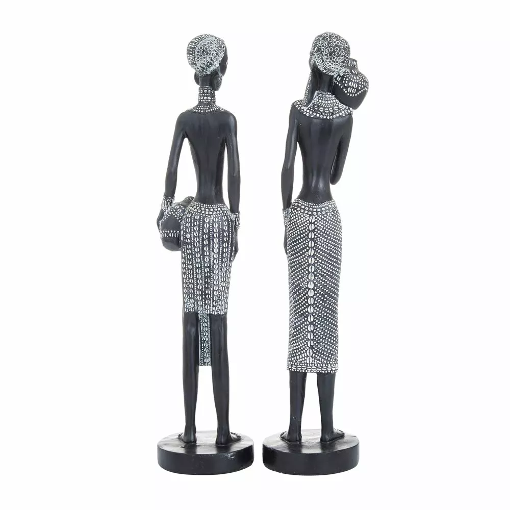 Grayson Lane Set Of 2 14-in X 4-in Eclectic Sculptures - Black Poly Stone 3 Grayson Lane Set Of 2 14-in X 4-in Eclectic Sculptures - Black Poly Stone - Image 3