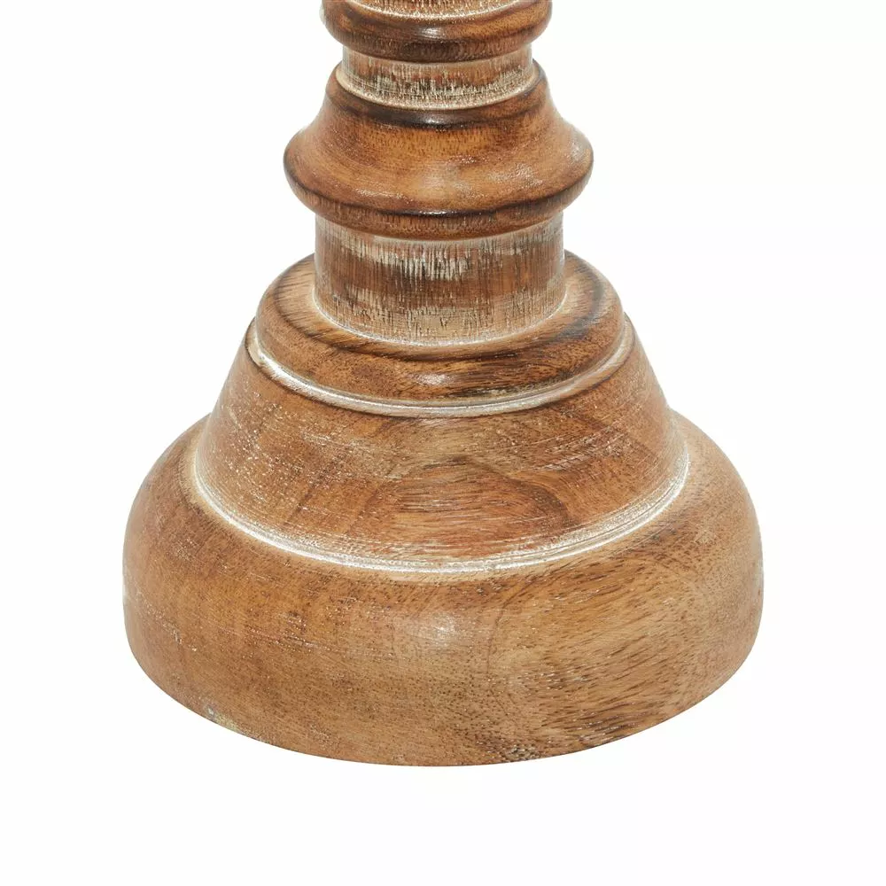 Grayson Lane Set Of 3 24-in, 21-in, 17-in Traditional Candle Holder - Brown Mango Wood 2 Grayson Lane Set Of 3 24-in, 21-in, 17-in Traditional Candle Holder - Brown Mango Wood - Image 2