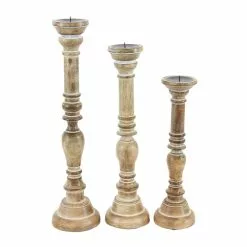 Grayson Lane Set Of 3 24-in, 21-in, 17-in Traditional Candle Holder - Brown Mango Wood 8 Grayson Lane Set Of 3 24-in, 21-in, 17-in Traditional Candle Holder - Brown Mango Wood -GRAYSON LANE SHOP 330861827 AlternateImage5