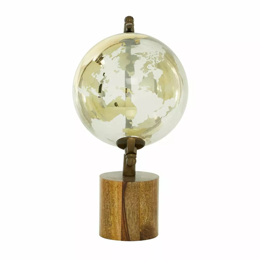 Grayson Lane 15-in X 8-in Globe - Gold And Wood 6 Grayson Lane 15-in X 8-in Globe - Gold And Wood - Image 6