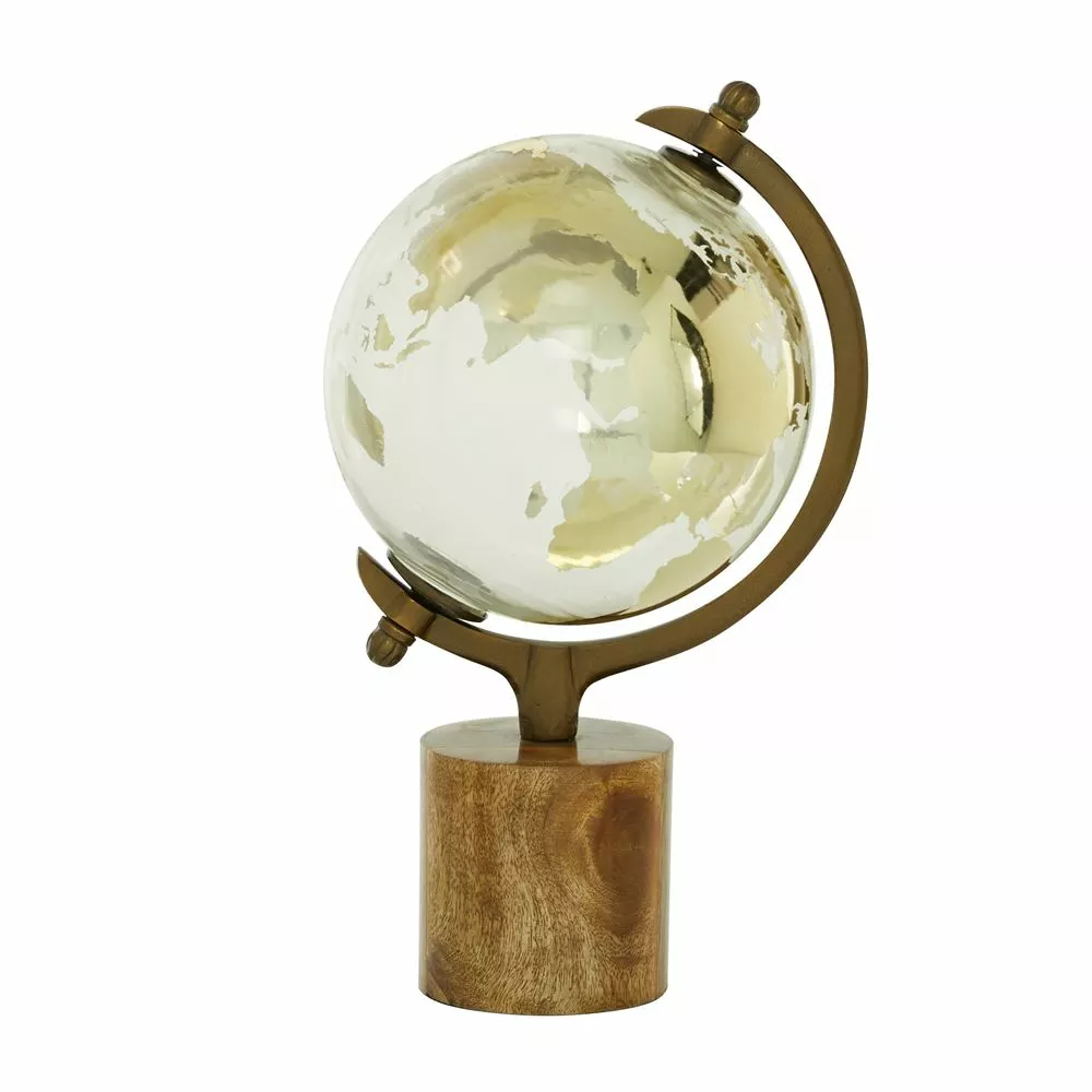 Grayson Lane 15-in X 8-in Globe - Gold And Wood 7 Grayson Lane 15-in X 8-in Globe - Gold And Wood - Image 7