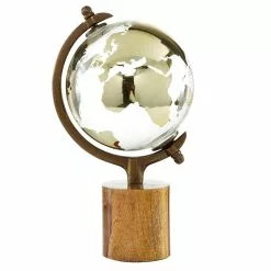 Grayson Lane 15-in X 8-in Globe - Gold And Wood