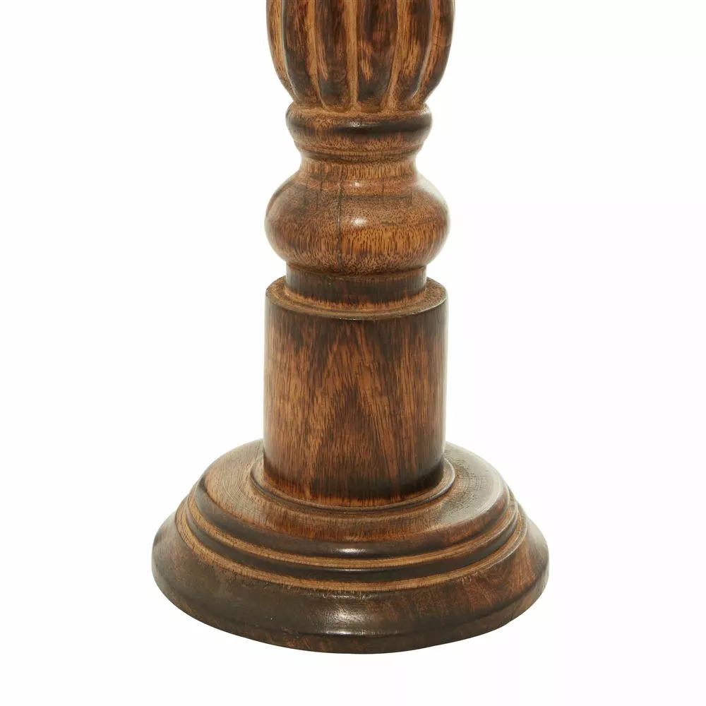 Grayson Lane Set Of 3 24-in, 21-in, 18-in Traditional Candle Holder - Brown Mango Wood 3 Grayson Lane Set Of 3 24-in, 21-in, 18-in Traditional Candle Holder - Brown Mango Wood - Image 3