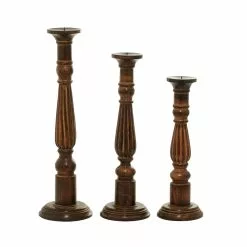 Grayson Lane Set Of 3 24-in, 21-in, 18-in Traditional Candle Holder - Brown Mango Wood 12 Grayson Lane Set Of 3 24-in, 21-in, 18-in Traditional Candle Holder - Brown Mango Wood -GRAYSON LANE SHOP 330861862 AlternateImage5