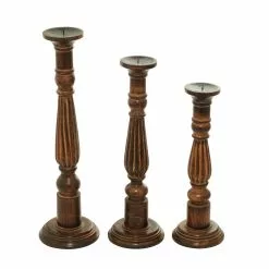 Grayson Lane Set Of 3 24-in, 21-in, 18-in Traditional Candle Holder - Brown Mango Wood 15 Grayson Lane Set Of 3 24-in, 21-in, 18-in Traditional Candle Holder - Brown Mango Wood -GRAYSON LANE SHOP 330861862 AlternateImage6